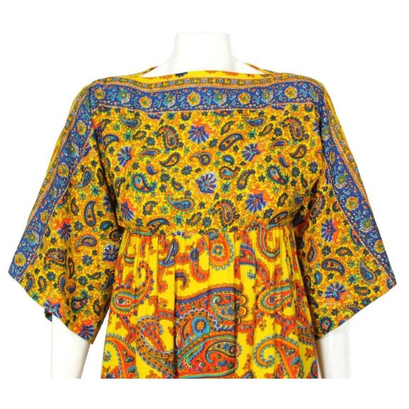 Vintage ANN FOGARTY 70s Mod Hostess Kimono Sleeve Paisley Party Dress S/XS /579 - Picture 3 of 6